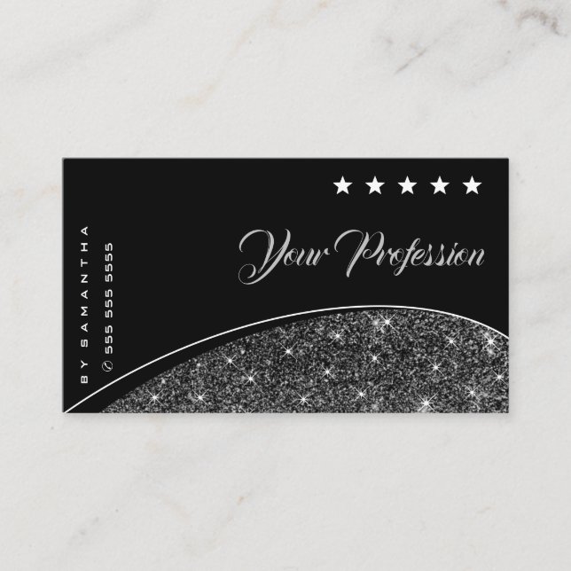 Glamorous Silver Glitter Shimmer Spark Luxurious Business Card (Front)