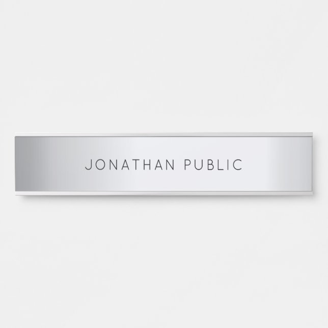 Glamorous Silver Template Elegant Modern Simple Door Sign (Front)