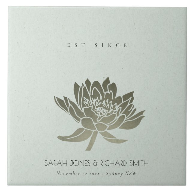 GLAMOROUS SKY BLUE SILVER LOTUS SAVE THE DATE GIFT TILE (Front)