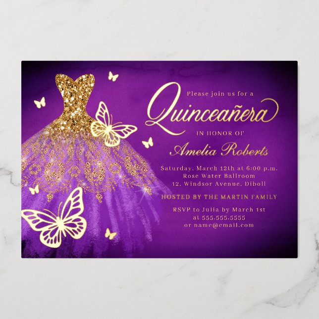 Glamorous Sparkle Dress Butterfly Quinceanera  (Front)