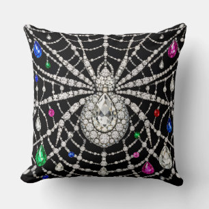 Glamorous Spider Bejewelled Diamond design Throw Pillow