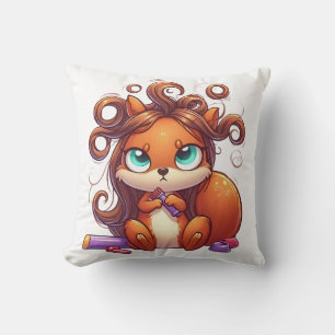 Glamorous Squirrel Hair Day Throw Pillow
