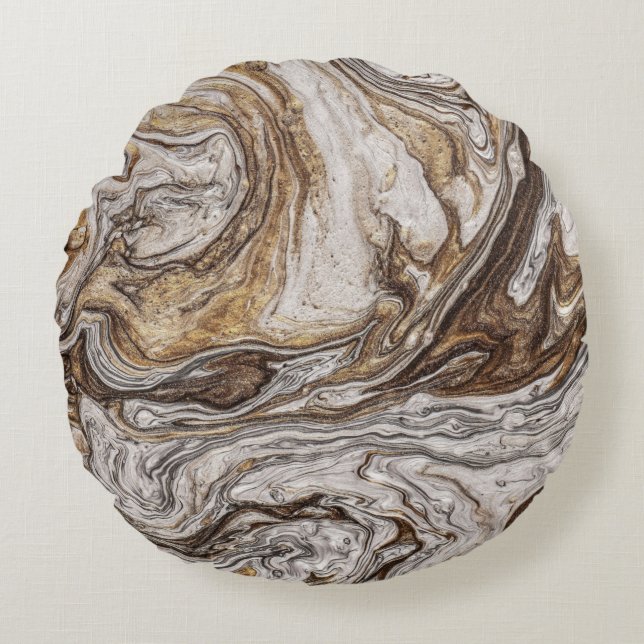 glamour 001 liquid brown colours round pillow (Front)