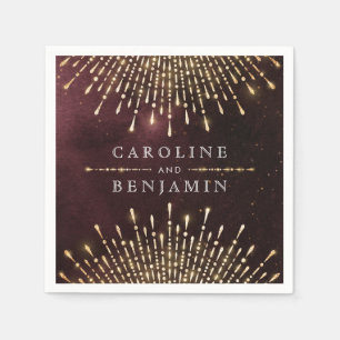 Glamour Art Deco Burgundy Vintage wedding Napkin