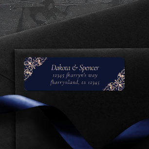 Glamour Art déco Marine Blue Rose Gold Adresse