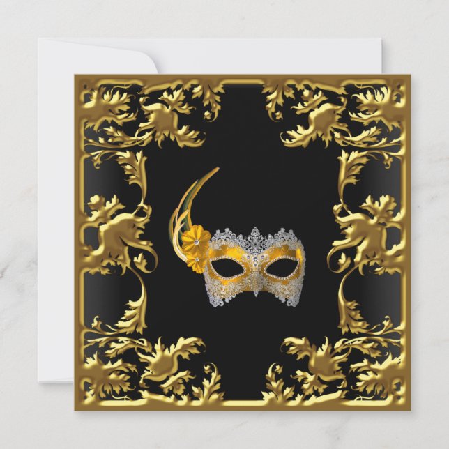Glamour Ball Invitation Elegant Black Gold (Front)