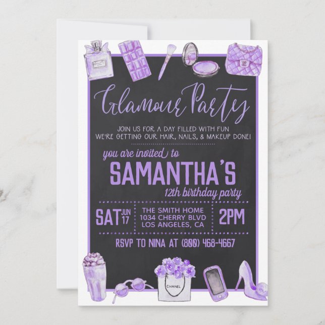 Glamour Birthday Party Invitation (Front)