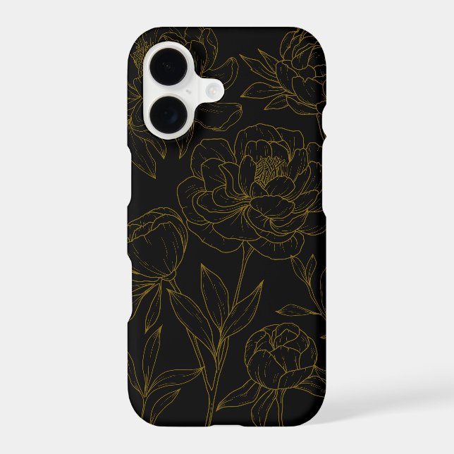 Glamour Black & Gold  Floral Line Drawing  (Verso)