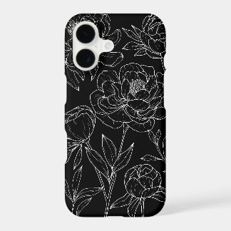 Glamour Black & White Floral Line Drawing 