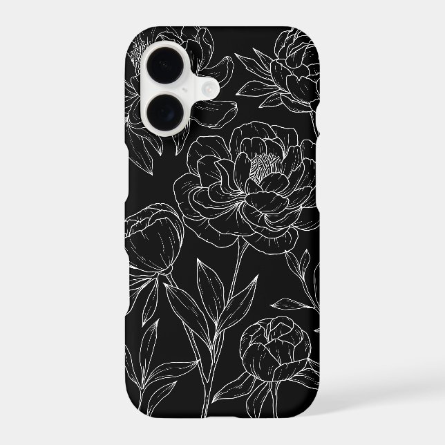 Glamour Black & White Floral Line Drawing  (Verso)