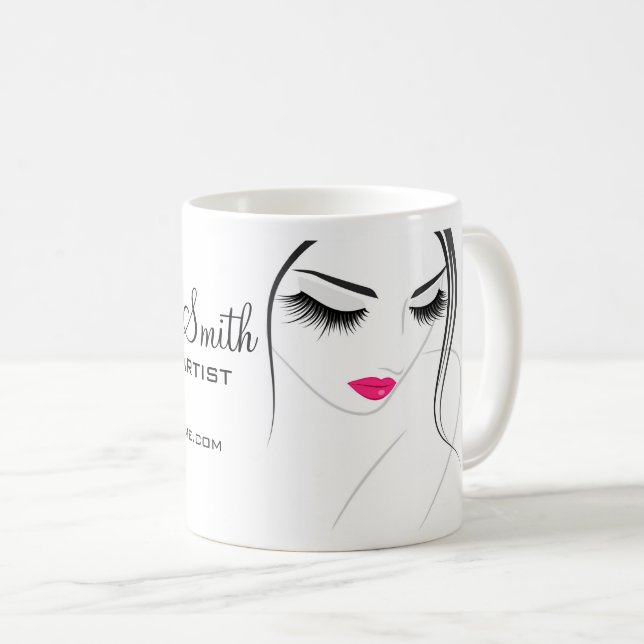 Glamour Black White Pink Lashes Makeup and Beauty  Coffee Mug (Front Right)