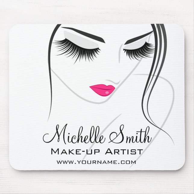 Glamour Black White Pink Lashes Makeup and Beauty  Mouse Pad (Front)