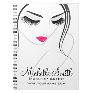 Glamour Black White Pink Lashes Makeup and Beauty Notebook