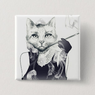 Glamour Cat 2 Inch Square Button