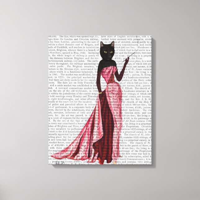 Glamour Cat in Pink Canvas Print (Front)