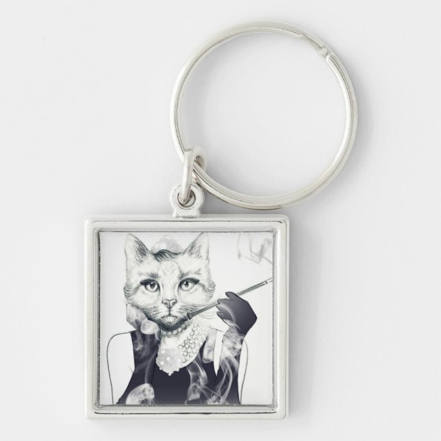 Glamour Cat Keychain (Front)