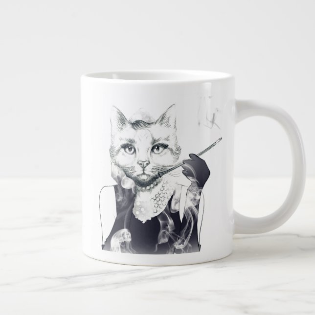 Glamour Cat Large Coffee Mug (Right)