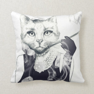 Glamour Cat Throw Pillow