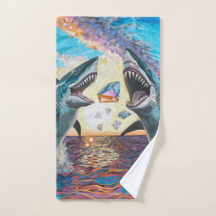 Glamour Chomp-Shark Breaching for Shiny Gems- Bath Towel Set