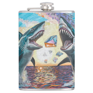 Glamour Chomp-Shark Breaching for Shiny Gems- Golf Hip Flask