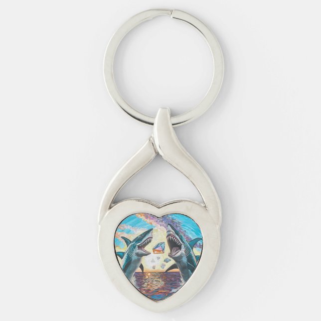 Glamour Chomp-Shark Breaching for Shiny Gems- Keychain (Front)