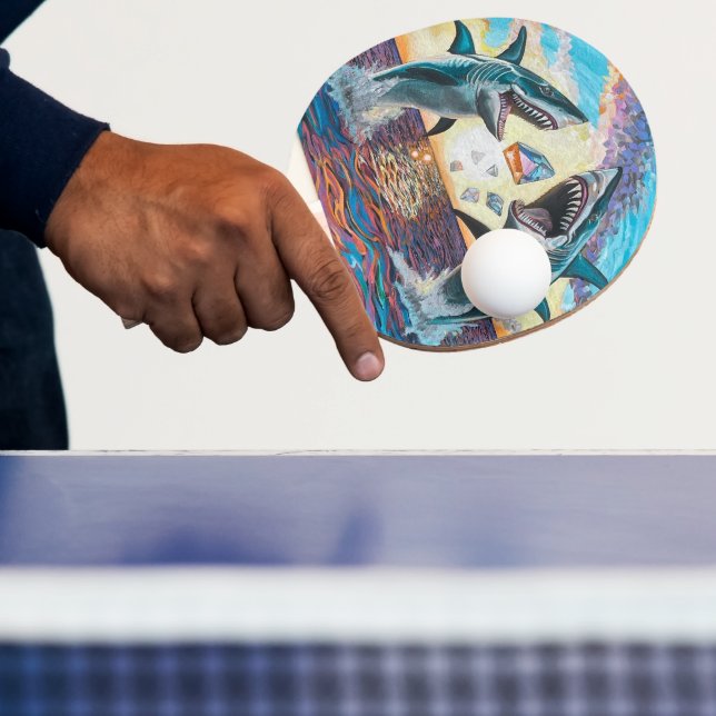 Glamour Chomp-Shark Breaching for Shiny Gems- Ping Pong Paddle (Insitu)