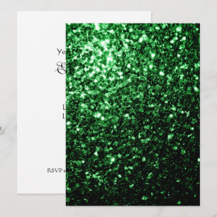 Glamour Dark Green glitter sparkles Personalize  Invitation