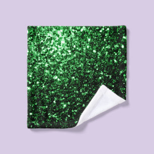 Glamour Dark Green glitter sparkles Wash Cloth