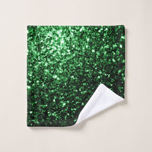 Glamour Dark Green glitter sparkles Wash Cloth (Wash Cloth)
