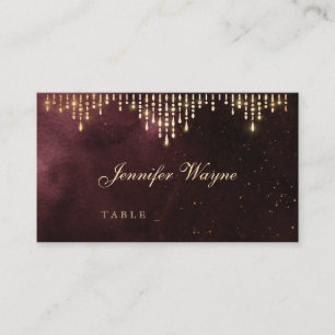 Glamour Deco Burgundy Vintage wedding place cards