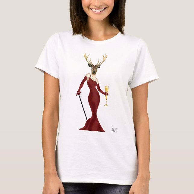 Glamour Deer in Marsala 2 T-Shirt (Front)