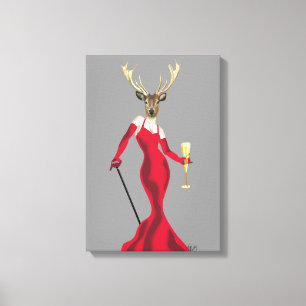Glamour Deer in Red Canvas Print