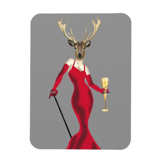 Glamour Deer in Red Magnet (Vertical)