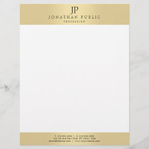 Glamour Faux Gold Elegant Monogram Template Letterhead