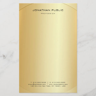 Glamour Faux Gold Personalized Modern Elegant Stationery