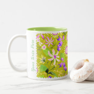 Glamour Floral Green Two-Tone Coffee Mug