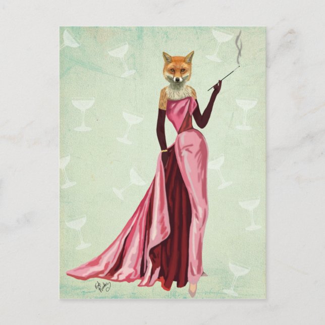 Glamour Fox in Pink 2 Postcard (Front)