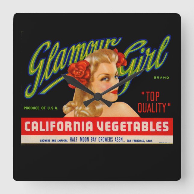Glamour Girl Square Wall Clock (Front)