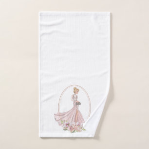 Glamour girl with floral frame bath towel set