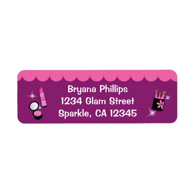 Glamour Girls Makeup Birthday Party Address Label (Front)