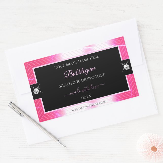 Glamour Girly Pink Black Brilliants Product Label (Envelope)