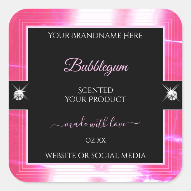 Glamour Girly Pink Black Brilliants Product Label (Front)