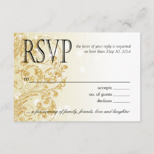Glamour Glitter Luxe Ombre RSVP   champagne Card
