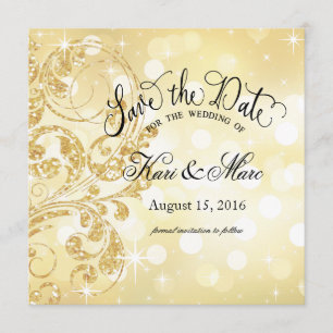 Glamour Glitter Luxe Save the Date   champagne