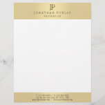 Glamour Gold Colour White Elegant Monogram Templat Letterhead<br><div class="desc">Glamour Gold Colour White Elegant Monogram Modern Template Letterhead.</div>