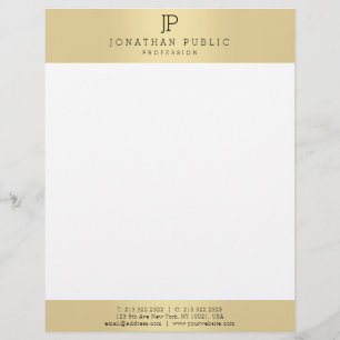 Glamour Gold Colour White Elegant Monogram Templat Letterhead