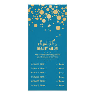 Glamour Gold Dots Decor - Retro Peacock Blue Colou Rack Card