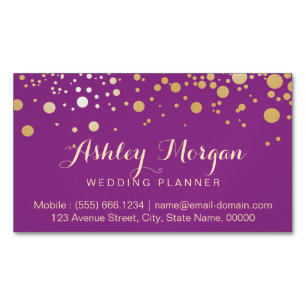Glamour Gold Dots Decor - Stylish Violet Purple Magnetic Business Card