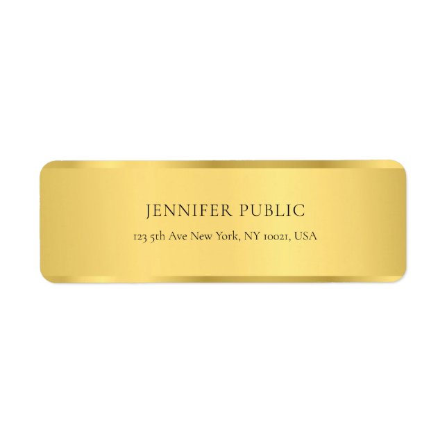 Glamour Gold Elegant Golden Modern Return Address (Front)
