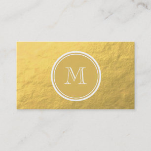 Glamour Gold Foil Background Monogram Business Card